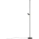 Qazqa Design-stehleuchte Schwarz Mit Leselampe Inkl. Led Mit