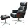 KAWOLA Relaxsessel TOSAR Leder 83 x 110 x 89 cm Schwarz mit Hocker