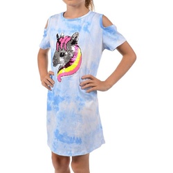 KMISSO Paillettenkleid Mädchen Kleid Wende Pailletten Einhorn-Motiv (1-tlg) bequem zu tragen blau 140