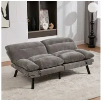 HAUSS SPOLE Schlafsofa mit Schlaffunktion,Zweisitzer Relaxsofa mit verstellbarer Rückenlehne grau