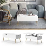 Vicco Couchtisch Riga Weiß 100 x 50 cm ausziehbar Wohnzimmer
