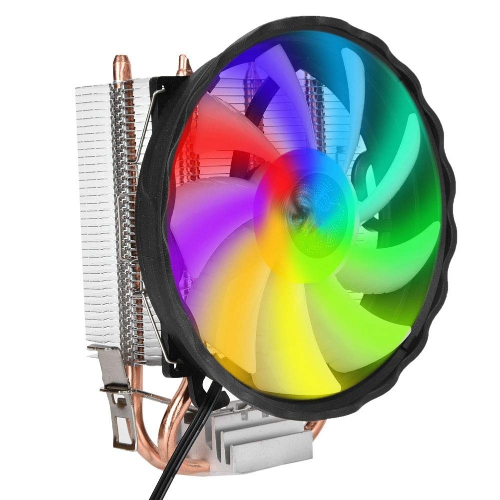 RGB LED Prozessorlüfter mit 120 mm PWM, 2 Heatpipes, CPU Kühler für Intel LGA 775/1155 / 1156/1366 und AMD AM2 / AM2+/AM3 Sockel, PC Gehäuse Lüfter Leise und Effizient