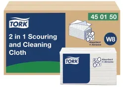 Tork 2-in-1 Scheuer- und Reinigungstuch, W8, 38,5 x 30 cm, weiß 450150 , 1 Karton = 8 Packungen à 45 Tücher