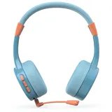 Hama Bluetooth Kinder Kopfhörer (On Ear Kopfhörer, ideal auch für Teenager, Headset mit Lautstärkebegrenzung, größenverstellbar, flexibel, kabellos, mit Akku, Multipoint) blau