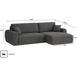 kaiser möbel Eckcouch Cord 2-Sitzer Grau