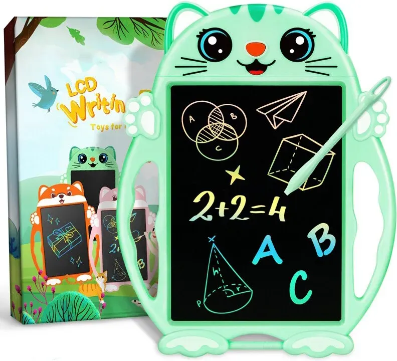 CHEERFUN LCD-Schreibtafel grünes Kätzchen – Spielzeuge für Mädchen, Lern-Doodle-Tafel für Kleinkinder mit Licht, Zeichenpad für 3-8-jährige Mädchen und Jungen, perfekte Geburtstagsgeschenkidee, Weihnachtsbeutel-Bescherung für Kinder