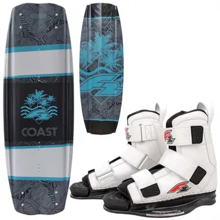 F2 Set Wakeboard Coast Classic Grau 144cm mit Bindung Team Boot Weiss grau 144 CM