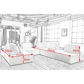 KAWOLA Modulsofa WIOLO SOFT 6 Module 6-Sitzer Cord Rosa