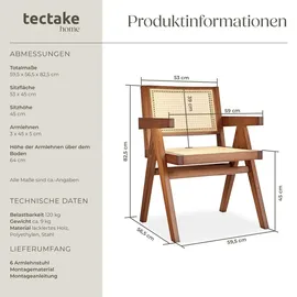Tectake Armlehnstuhl Rattan lackiert Boho-Stil