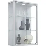 fif möbel Vitrine OPTIMA Hängevitrine/Glasvitrine 2x Glastür,perfekt für Sammler,Sammlervitrine silberfarben