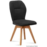 58 aufm Kessel Esszimmerstuhl Küchenstuhl drehbar (2er-Set) Draga 51x92x60 Eiche geölt/Marsala (Lieferung bis Verwendungsstelle, 8 St), Stabiles Gestell aus Massivholz pflegeleichter Bezug aus Microfaser grau