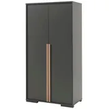 58 aufm Kessel Kleiderschrank Kinderzimmerschrank Kariotta 99x56x195 Holzwerkstoff Anthrazit/Buche (inkl. Versand, Lieferung bis Verwendungsstelle) Kleiderschrank 2 Drehtüren, verstellbare Ablageböden, Kleiderstange beige
