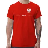 Shirtracer T-Shirt Polen Trikot Wappen, Polska mit Stolz, Polnisches Fan-Motiv 2026 Fussball WM Fanartikel rot S