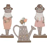 creativ home Dekofigur CREATIV HOME "Frösche mit Gießkanne", rosa, B:13cm H:32cm T:5cm, Filz, Dekofiguren, mit niedlichen Applikationen