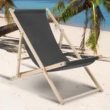 Wolketon - Liegestuhl Camping Relaxliege Klappbar Holz Gemühtlicher klappliege Sonnenstuhl Holz Grau