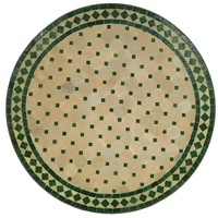 Casa Moro Gartentisch Mediterraner Mosaiktisch Ø 90cm groß rund grün Terrakotta mit Gestell H 73cm, Kunsthandwerk aus Marrakesch, Marokkanischer Mosaik Esstisch Tisch Balkontisch, MT2105, Kunsthandwerk aus Marokko grün