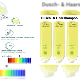 Blanc HYGIENIC SET: Professionelles Shampoo-Duschgel-Set –12x425 ml – verschied. Düfte – Wandhalterung in Weiß, Schwarz oder Chrom optional