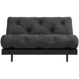 Daybett KARUP DESIGN "Daybett Roots Schlafsofa – Gästebett & Sofa aus FSC-Kiefer", grau (dunkelgrau), B:140cm H:85cm, Bezug: 80% Baumwolle, 20% Polyester, Daybetten, Inkl. Futonmatratze, in mehreren Größen & Farben erhältlich