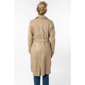 Mauritius Ledermantel "GWTaruh OT", Damen, Gr. XXL, beige, Obermaterial: 100% Schafsleder. Futter: 100% Baumwolle. Ärmelfutter: 100% Polyester, unifarben, regular fit, Mäntel, femininer Leder-Trenchcoat mit Bindegürtel