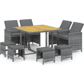 vidaXL Garten-Essgruppe 9-tlg. Grau