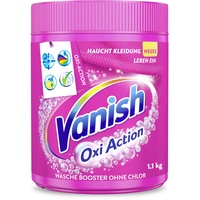 Vanish Oxi Action Pulver Pink – Fleckentferner Pulver ohne Chlor – Entfernt Flecken, pflegt Farben & entfernt Gerüche – Für bunte Wäsche – 1 x 1,1 kg