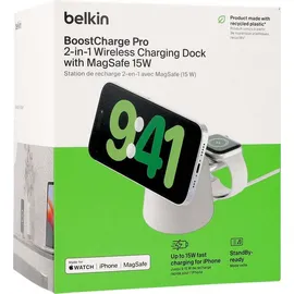Belkin BoostCharge Pro Kabellose 2-in-1-Ladestation mit MagSafe (15 W, sand