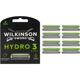 Wilkinson SWORD Hydro 3 Rasierklingen für Männer | Feuchtigkeitsspendendes Gel | Packung mit 8 Rasierklingen