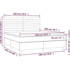 vidaXL Boxspringbett 180 x 200 cm Dunkelgrün