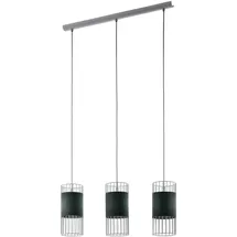 EGLO Pendelleuchte Textil Wohnzimmer Hängelampe Esszimmer Hängeleuchte 3-flammig, Schirme in Käfig Design, 3x E27, Lxh 74x110