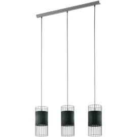 EGLO Pendelleuchte Textil Wohnzimmer Hängelampe Esszimmer Hängeleuchte 3-flammig, Schirme in Käfig Design, 3x E27, Lxh 74x110