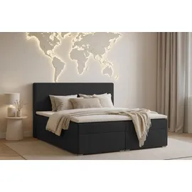 dein schlaf 24 BOXBETT LOFT IV 180/200 Cord Schwarz mit Taschen-Federkernmatratzen 7 Zonen H4 - Schwarz