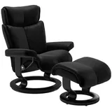 STRESSLESS Sessel mit Hocker Magic Classic Leder Schwarz Batick Black M (Medium)