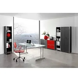 Kerkmann Konferenztisch Lago anthrazit rechteckig, T-Fuß-Gestell chrom, 200,0 x 100,0 x 72,0 cm