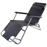 MAT-COMPANY Relaxsessel Gartenstuhl Hochlehner Klappbar inkl Kopfkissen schwarz 155x61x80cm