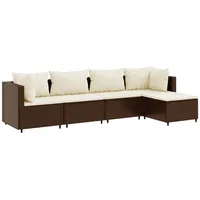 vidaXL 5-tlg Garten-Lounge-Set mit Kissen Braun Poly Rattan Modell 16