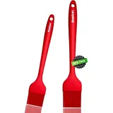 LuxusKollektion Backpinsel Backpinsel Silikon 2er Marinadenpinsel Borsten Backen Butter Rot rot