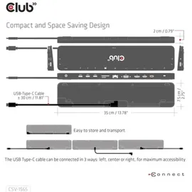 Club 3D USB Gen1 Typ-C Triple Display DP Alt Mode PD Dockingstation 100W