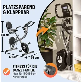 Sportana SPORTANA® Heimtrainer Fahrrad Eagle 4 – 4in1 Ausdauer Ergometer – Trainings App – Klappbar – LCD Display – Höhenverstellbar – Fitness... - Grau