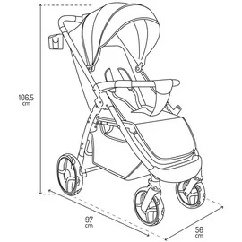 MOMI MIYA Kinderwagen in Grau - leicht, mit verstellbarer Fußstütze - Grau
