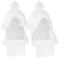 4er-Set Notfall-Regenmäntel mit Kapuze, Universalgröße, transparent