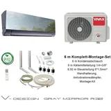 VIVAX V Design Gray Mirror 12000 BTU + 6 m Komplett Montageset Klimaanlage A+++