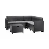 Dmora Lounge-Set für den Außenbereich Dcorre, Garten-Set mit Kissen, Lounge-Set für den Innenbereich in Rattan-Optik, 100 % Made in Italy, Anthrazit - Schwarz