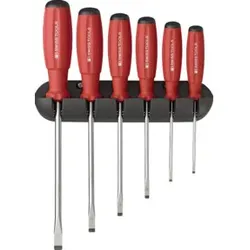 PB Swiss Tools Schraubendreher-Satz 6-teilig Schlitz im Wandhalter SwissGrip
