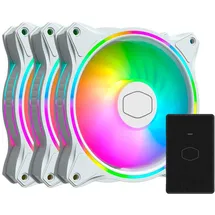 Cooler Master MasterFan MF120 Halo White Edition ARGB-Dual Ring adressierbare RGB-Beleuchtung, Gehäuse - Kühlung, Hybrid-Lüfterblatt-Design, Smart-Sensor, Vibrationsdämpfungsrahmen, mit Controller