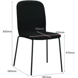 Albatros Esszimmerstühle 4er Set ENNA, schwarz - stapelbar, bequemer Polsterstuhl - Eleganter Küchenstuhl, Stuhl Esszimmer oder Esstisch Stuhl,