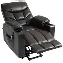 deluke Lounger Sessel POZNAN Kunstleder 84 x 104 x 95 cm Braun mit Liegeposition