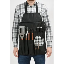 Yato Grillschürze mit Zubehör 8-teilig Edelstahl schwarz