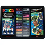 Posca 186831 - POSCA Marker Set, 20 Acrylstifte im Etui, Marker Set Pop Colours, Spitze PWE5M 1,8-2,5 mm