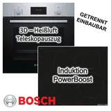 Bosch Herdset Backofen Teleskopauszug 3D-Heißluft + Induktionskochfeld Booster autark 60 cm