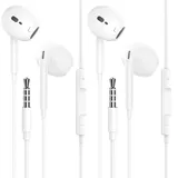 2 Pack 3.5 mm In-Ear Kopfhörer mit Kabel in Ear Kabel Ohrhörer mit Mikrofon und Lautstärkeregler, Headset mit 3.5 mm Kopfhörern für Samsung Android Smartphone Laptop MP3/4 und andere 3,5 mm Geräte